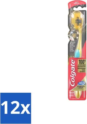 Image de Brosse à dents Colgate 360 Charcoal Gold Soft Noir/Or - Pack avantage - 12 pièces