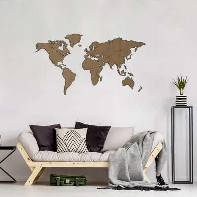 Zdjęcie produktu dla Giallobus - Mapa świata - dekoracja ścienna z drewna dębowego MDF - 130x72 - Drewno MDF - Rovere