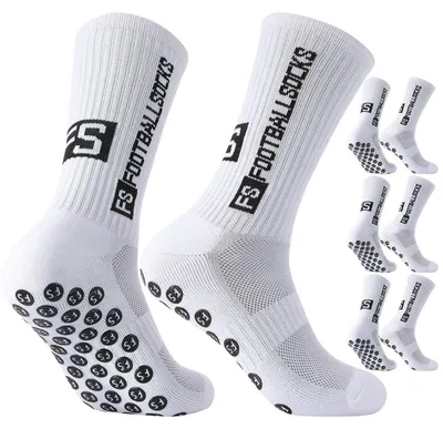 Productafbeelding van Voetbalsokken, 3 paar, antislip grip, ademend, wit, maten 35-49