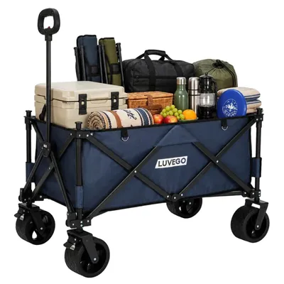 Produktbild von Luvego Faltbarer Bollerwagen – 80 kg Tragkraft, 90 l, Blau