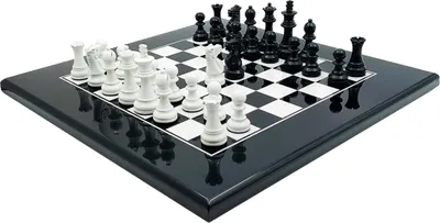 Immagine prodotto di Scacchi Italiani Bianchi/Neri In Legno + Scacchiera Nera/Bianca In Legno 40