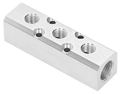 Productafbeelding van Verdeler Lucht - Aluminium Blok - Technisch Project - Hoge Druk Weerstand - G1/2 G1/4 - Zilver