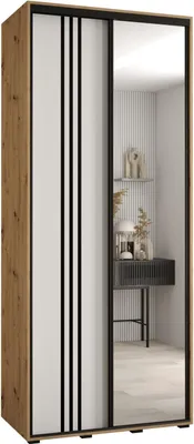 Produktbild von MEBLE KRYSPOL Davos 7 Schrank, zwei Türen - 235,2x110x45 cm - Artisan Weiß Schwarz
