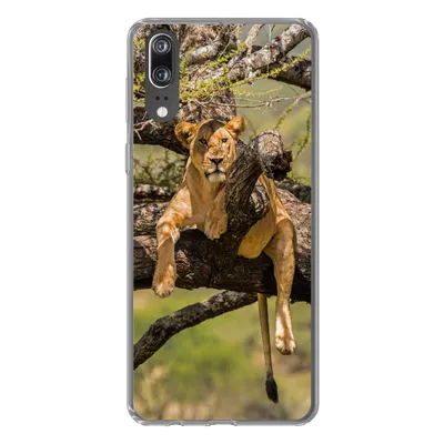 Produktbild von MuchoWow® Handyhülle Schutzhülle Hülle für Huawei P20 Löwe - Baum - Braun Silikon Softcase Handy Hülle - Hardcover