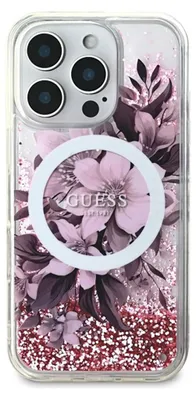 Produktbild von Guess GUHMP16XLFMWTP iPhone 16 Pro Max    6.9" pink hardcase Liquid Glitter Flower MagSafe Schutzhülle