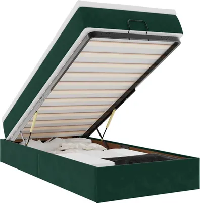 Image de vidaXL Lit ottoman avec matelas vert foncé 90x200 cm velours