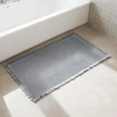Image de Tapis de bain, tapis de douche, tapis antidérapant pour la cuisine, le salon, la chambre, la salle de bains, décoration de salle de bains (gris clair, 61 x 92 cm)