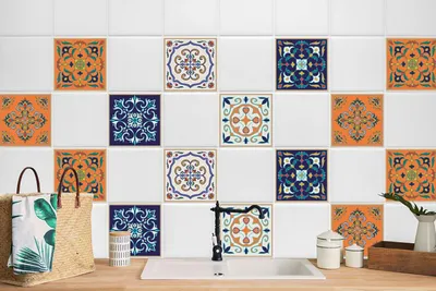 Produktbild von 24 Stück Laminierter Selbstklebende Wandaufkleber Für Bad Küche Farbige Dekorationen 20 x 20 cm