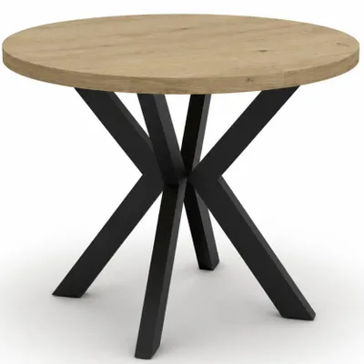 Produktbild von Runder Tisch MESA Ø 100 cm – nicht ausziehbar – Artisan-Eiche/Schwarz – für 6 Personen – Wohnzimmertisch und Esstisch – Metallgestell