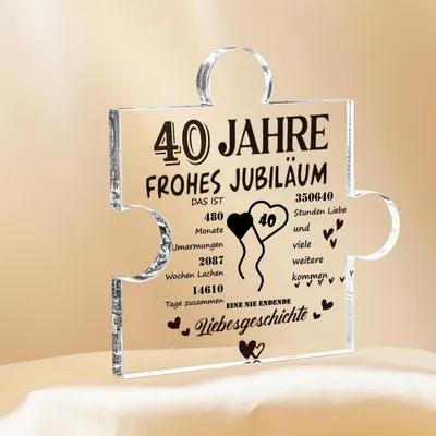 Image de Décoration intérieure en acrylique pour célébrer le 40e anniversaire de mariage (Rubis). Cadeau pour couples, homme et femme