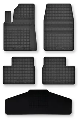Image de Tapis de sol en caoutchouc + tunnel pour Peugeot 2008 I 2013-2019 (crossover) – 5 pièces, noirs, semi-universel, adapté