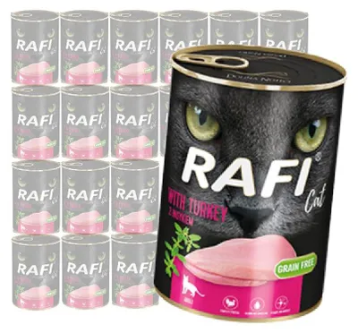 Zdjęcie produktu dla Rafi Cat Adult Bezzbożowa Mokra Karma Dla Kota Z Indykiem 24x400g
