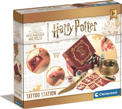 The image shows the packaging of a Harry Potter themed tattoo station kit.