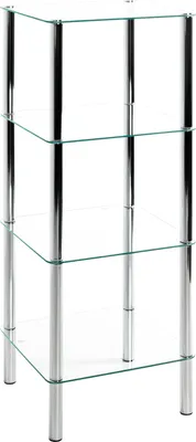 Produktbild von HAKU Regal Badregal chrom - Metall, Sicherheitsglas 5 mm, B/H/T: 39x107x39 cm