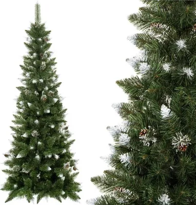 Immagine prodotto di albero di Natale artificiale pino diamante sottile neve artificiale e pigne 250 cm