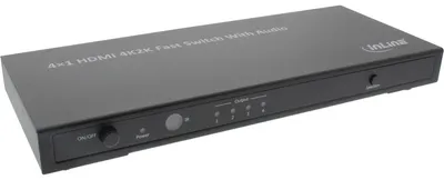 Produktbild von InLine HDMI 4K2K Switch, 4-fach, mit Audio, HDMI, Schwarz, 1080p, 720p, 3,4 Gbit/s, 340 MHz, 881 g