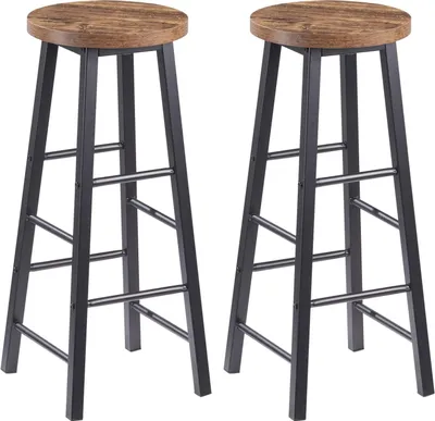 Produktbild von WOLTU Barhocker 2er Set Bistrohocker, Gestell aus stabilem Stahl, Sitzfläche aus MDF, Schwarz+Holz Vintage