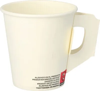 Produktbild von 80x Henkelbecher Kaffeebecher weiß Pappe beschichtet 180 ml