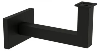 Produktbild von Edelstahl Handlaufhalter Handlaufträger Halter Treppen Handlauf Schwarz RAL 9005 Black Wandhalter Holz Holzhandlauf Edelstahlrohr flach Geländer Eckig Feinstruktur M8 Treppengeländer matt