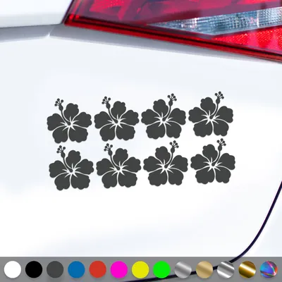 Produktbild von PantherPixel Hibiskusblüten Aufkleber Set Hibiskuspflanze Sticker Auto Geschenkidee Farbe Dunkelgrau