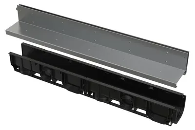 Obrázek produktu pro Venkovní žlab Alcadrain (Alcaplast) štěrbinový s asymetrickým nástavcem 100 mm, nerez AVZ101-R321