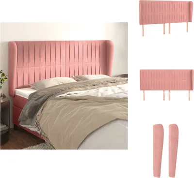 Produktbild von vidaXL Kopfteil mit Ohren Rosa 183x23x118/128 cm Samt -  Kopf- & Fußenden