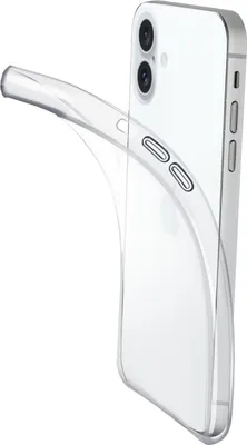 A clear phone case is shown on a white background, with the phone inside it.