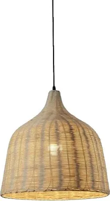 Image de Lustre en rotin, style bambou vintage, pour l'intérieur, 35 cm, sans ampoule