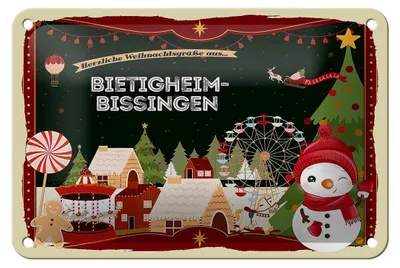 Produktbild von Blechschild Weihnachten Grüße BIETIGHEIM-BISSINGEN Geschenk  18x12cm
