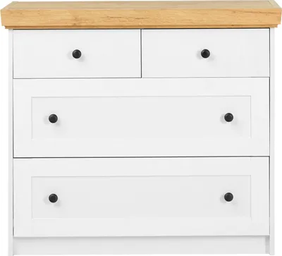 Produktbild von Homestyle4u Kommode Sideboard Eiche Matt Weiß Holz Massiv Schrank Mit Schubladen Highboard Anrichte