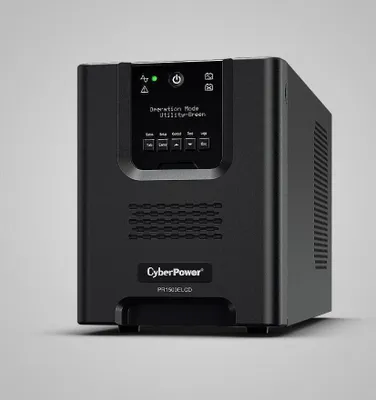 Produktbild von CyberPower PR1500ELCD Line-Interactive USV 1500VA/1350W Tower, Reine Sinsuwelle, AVR, LCD, Ausgang (8) IEC, RJ45 Lan Protection, RS232, USB (HID), EPO, Expansion Port für opt. Netzwerkkomunikation, Line-Interaktiv, 1,5 kVA, 1350 W, Reiner Sinus, 151 V, 301 V
