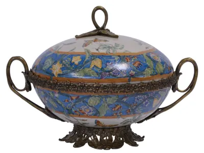 Obrázek produktu pro Casa Padrino barokní porcelánová mísa s víkem 31,5 x 24 x v. 22,2 cm