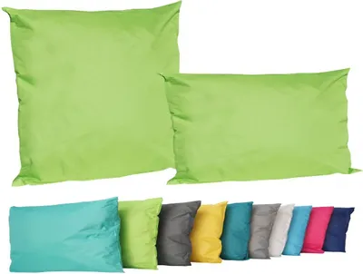 Produktbild von 2er Set Outdoor Lounge Kissen Set 45x45cm + 30x50cm Dekokissen Inkl. Füllung Wasserfest Sitzkissen Garten Lotus Effekt, Farbe:Grün