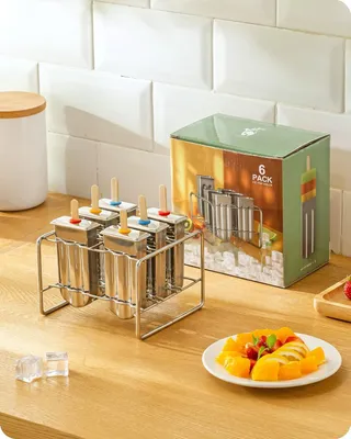 Produktbild von ® Edelstahl Popsicle Form mit Stick Holder Eiscreme Form von 6 (Runden)