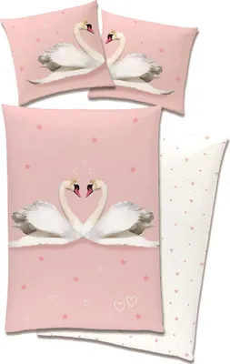 Produktbild von Warme Winterbettwäsche Flanell Biber Bettwäsche 135x200 80x80 cm aus 100% Baumwolle mit Reißverschluss · Partnerbettwäsche Rosa Mädchenbettwäsche