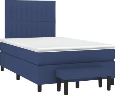 Image de Lit Boxspring avec matelas Bleu 120x190 cm Tissu