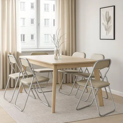 Produktbild von Stuhl Salamanca, Set aus sechs Klappstühlen, platzsparender Besprechungssitz, Wartezimmersessel, 43x47x78 cm, Beige