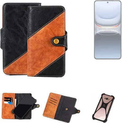 Produktbild von K-S-Trade Handyhülle Schutzhülle Bookstyle Case Wallet-Case kompatibel mit Vivo iQOO 13 Handy Cover Bumper Klapphülle schwarz hellbraun 1x