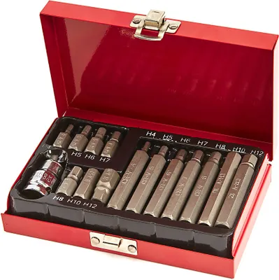 Obrázok produktu pre Sada 15 kusov šesťhranných bitov s adaptérom 1/2"