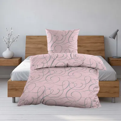 Produktbild von Seersucker Bettwäsche Set Rosé Peach mit Schnörkelmuster 2tlg. – 135x200 cm
