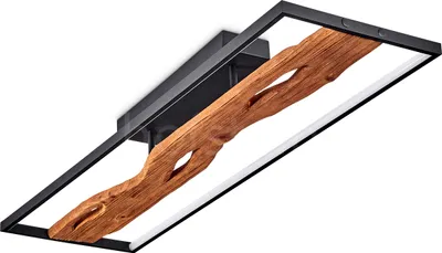 Produktbild von Azeglio dimmbare Deckenlampe aus Metall/Holz/Kunststoff in Schwarz/Natur/Weiß