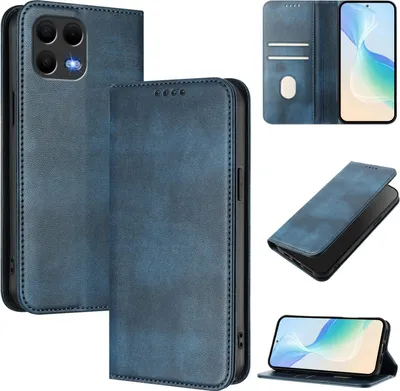 Image de Housse de téléphone portable pour T-Mobile Revvl 8 Pro/T Phone 3 Pro 5G, Vintage cuir RFID protection porte carte stand fonction magnétique étui à rabat bleu
