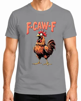 Obrázek produktu pro F CAW-F Vtipný kohout kreslená farma dárkové Vintage humor pánské tričko, šedá, XXL