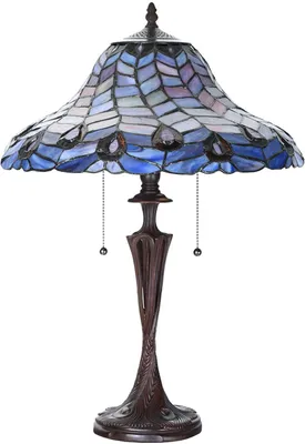 Zdjęcie produktu dla Lampa stołowa Clayre & Eef Tiffany Ø 40x60 cm Niebiesko-fioletowe szkło