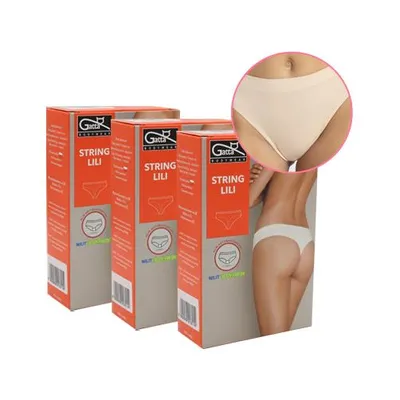 Produktbild von Gatta Lili Damen-Höschen vom Typ String, mit hoher Taille, bequem, weich, antibakterieller Zwickel, am Körper haftend, verpackt zu 3 Stück in Einer Farbe, Beige M