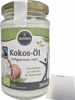 Produktbild von Borchers Kokos-Öl kaltgepresst, nativ (200ml Glas) + usy Block