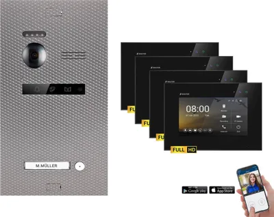 Produktbild von BALTER EVO HD Karbon-Silber Video Türsprechanlage Set 1 Teilnehmer 4x7" WLAN Monitor Schwarz