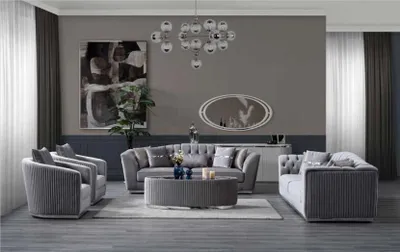 Zdjęcie produktu dla Sofa tapicerowana 3-osobowa wygodna luksusowa sofa w nowoczesnym stylu 286cm