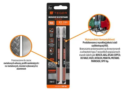 Productafbeelding van Zaagblad voor reciprozaag - Type: T - Metaal (2 stuks) / TEGER