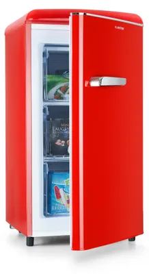 Image de KLARSTEIN Laika - Congélateur, volume total 60 litres, thermostat à 5 niveaux, 0 à -18°C, 3 grilles, pose libre, design rétro - rouge